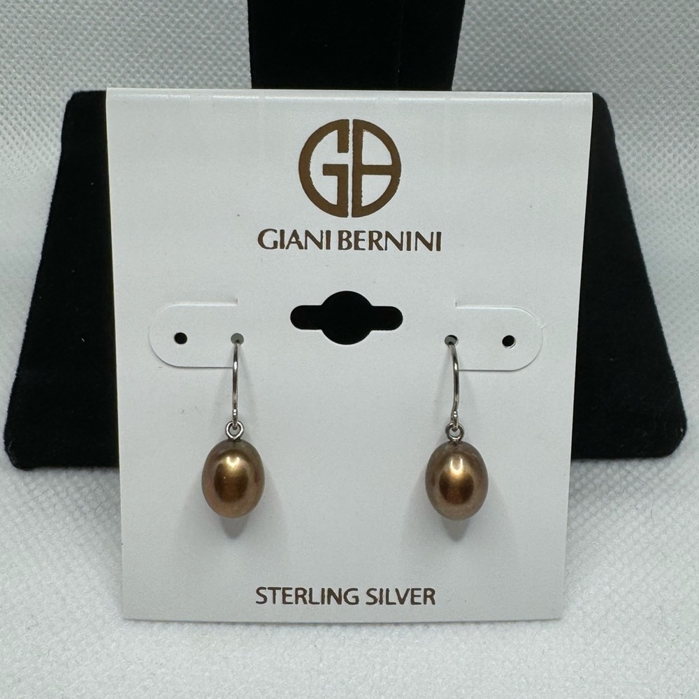 Giani Bernini Brass Pearl Drop Earrings NWT